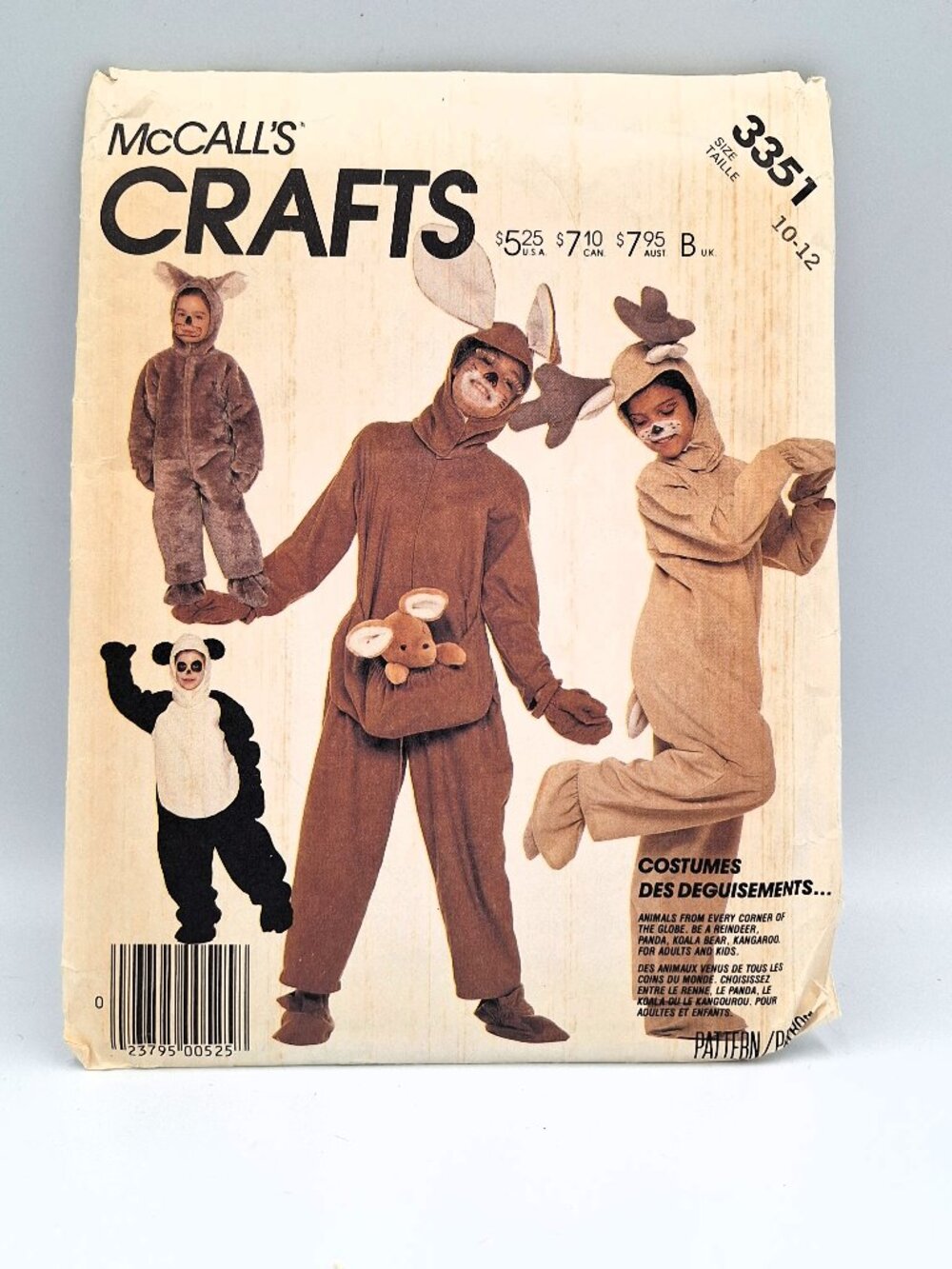 McCall's Crafts Panda Bear, Kangaroo, Reindeer and Koala Bear Costume size 10-12